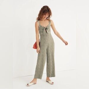 Madewell Plumeria Cutout Jumpsuit Mini Daisy Print Green White Size 4